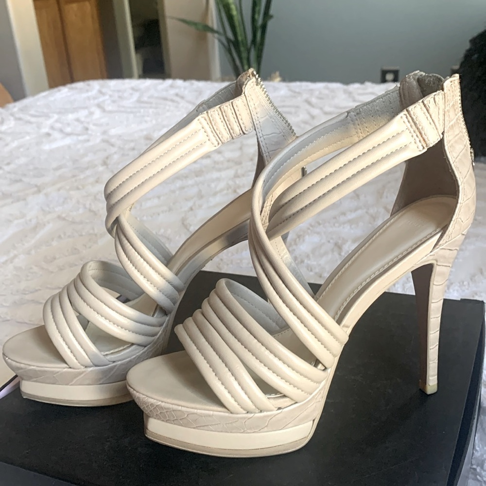 Herve Leger leather platform Sandal